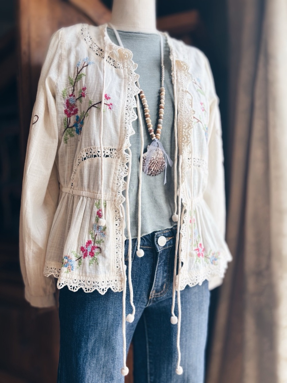 Jennifer & Grace Embroidered Boho Blouse Cardigan NWT - Picture 15 of 16